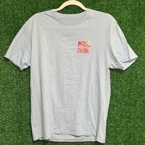 Casual Light Blue Tee with Graphic Print